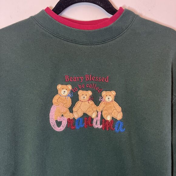 M&C Sportswear Beary Blessed to Be Called Grandma Sweatshirt Adult Size M Green - Picture 1 of 9